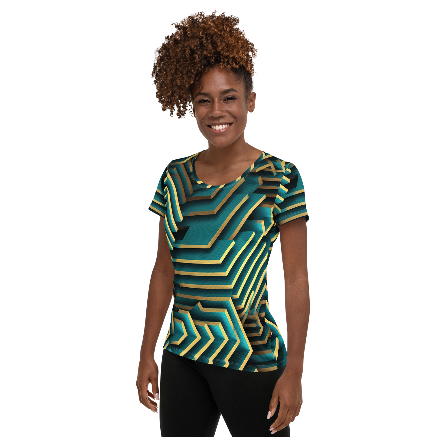 3D Maze Illusion | 3D Patterns | All-Over Print Women's Athletic T-Shirt - #5