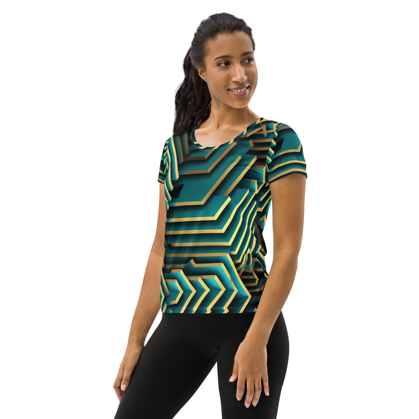 3D Maze Illusion | 3D Patterns | All-Over Print Women's Athletic T-Shirt - #5