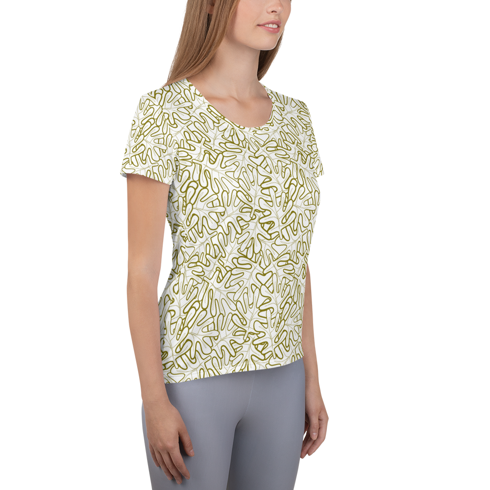 Colorful Fall Leaves | Seamless Patterns | All-Over Print Women's Athletic T-Shirt - #2