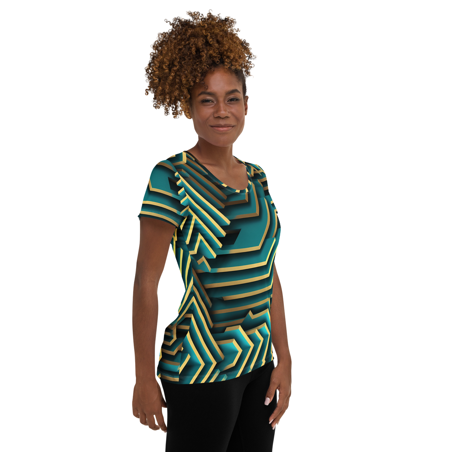 3D Maze Illusion | 3D Patterns | All-Over Print Women's Athletic T-Shirt - #5