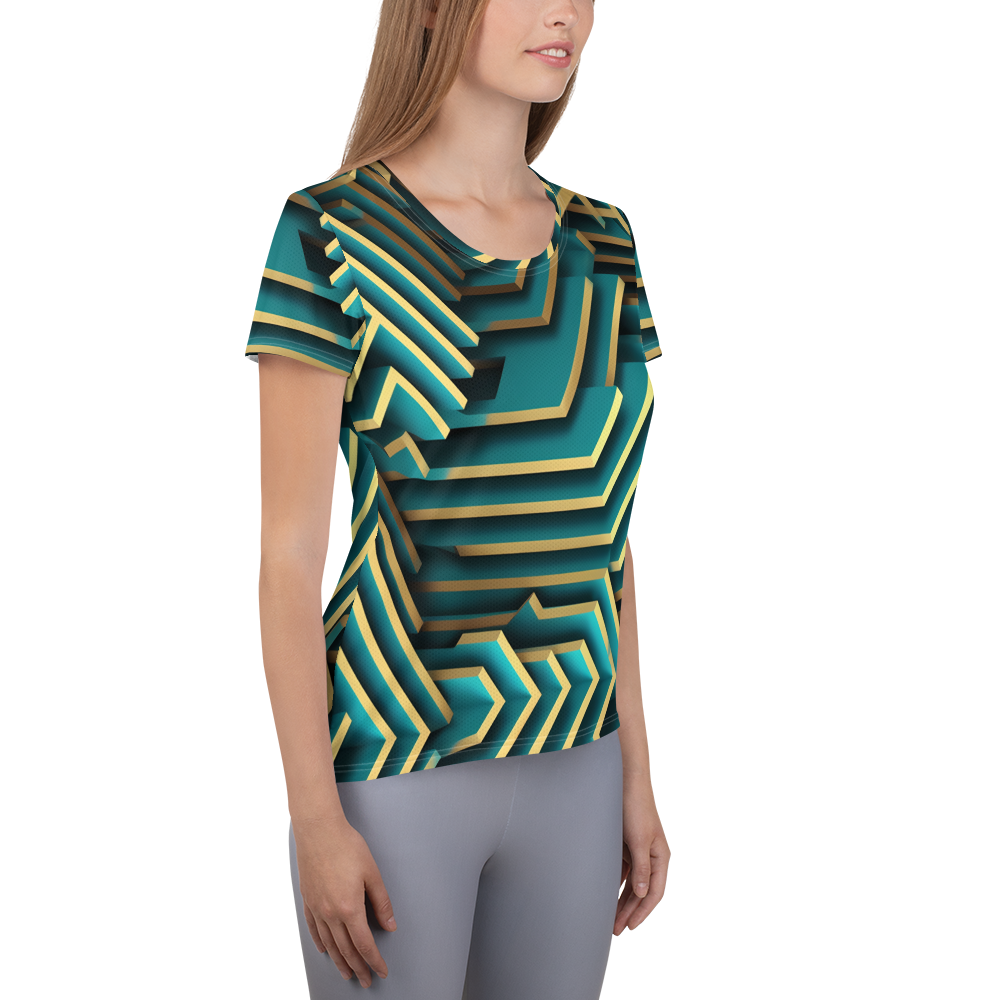 3D Maze Illusion | 3D Patterns | All-Over Print Women's Athletic T-Shirt - #5