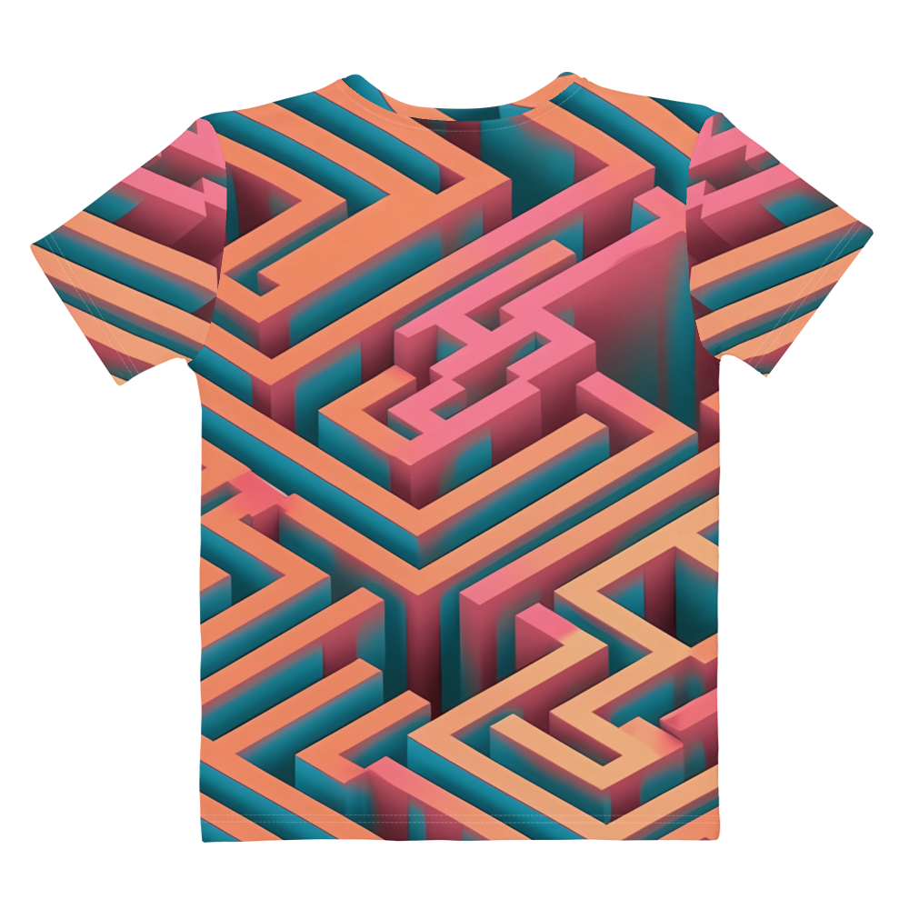 3D Maze Illusion | 3D Patterns | All-Over Print Women's Crew Neck T-Shirt - #1