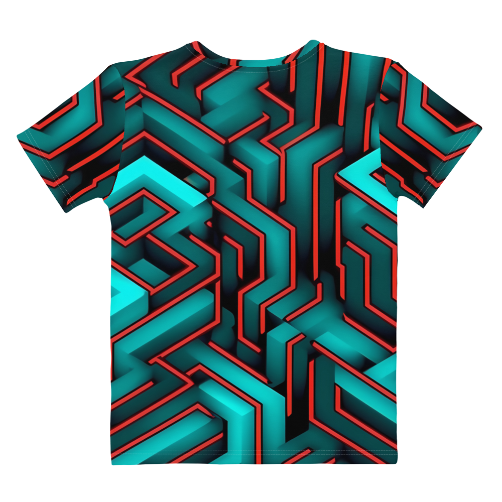 3D Maze Illusion | 3D Patterns | All-Over Print Women's Crew Neck T-Shirt - #2