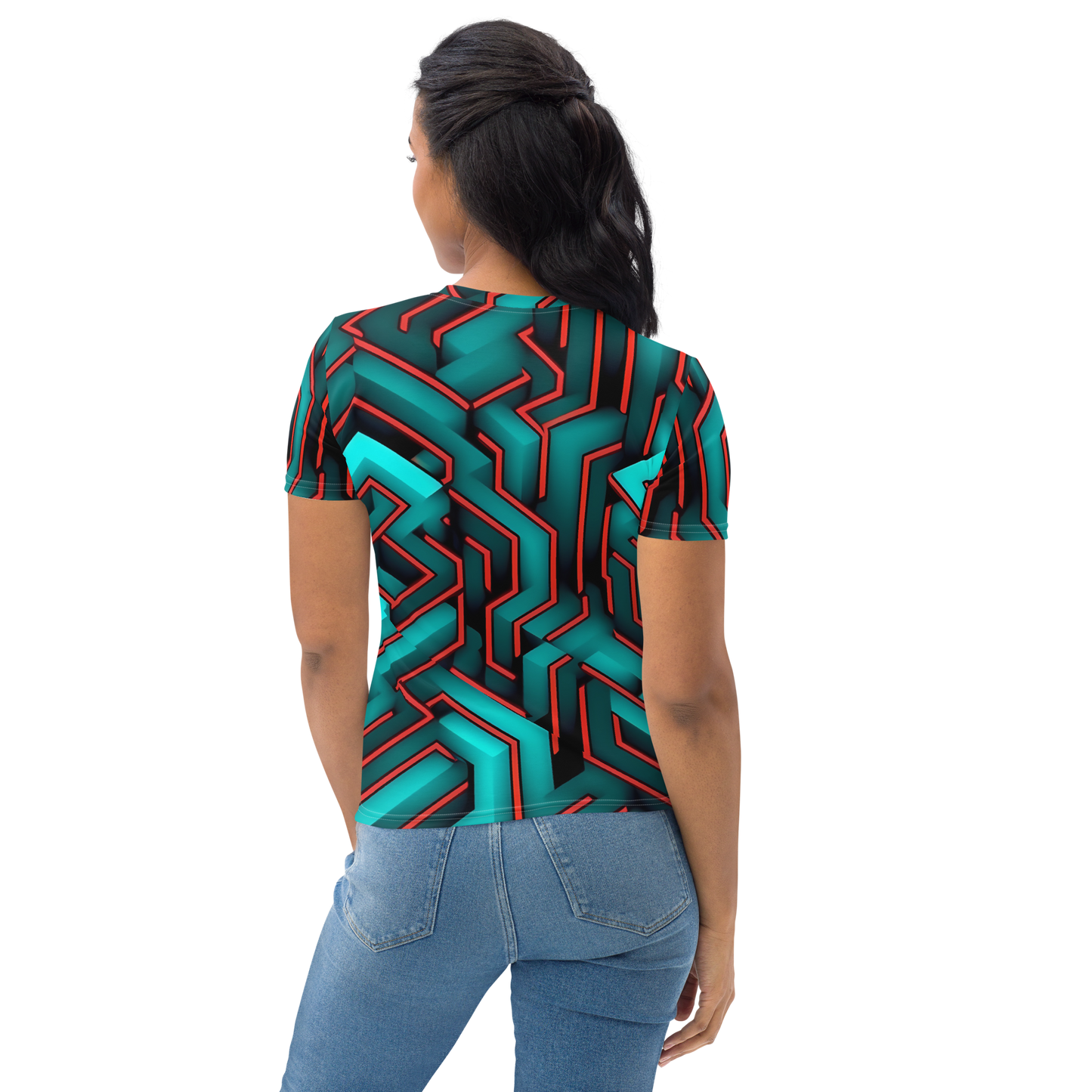 3D Maze Illusion | 3D Patterns | All-Over Print Women's Crew Neck T-Shirt - #2