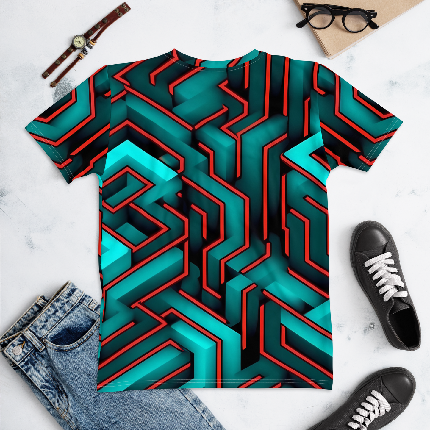 3D Maze Illusion | 3D Patterns | All-Over Print Women's Crew Neck T-Shirt - #2