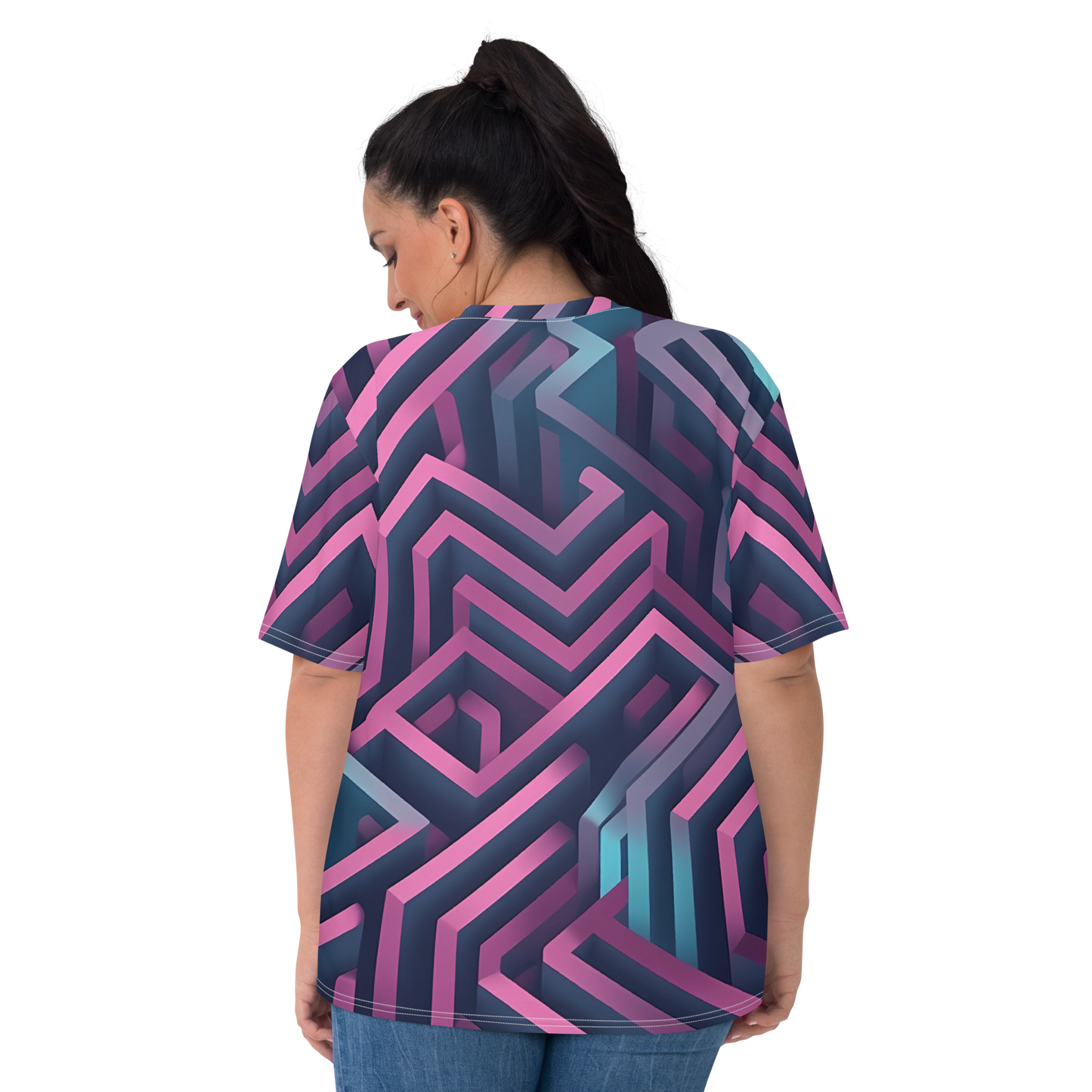 3D Maze Illusion | 3D Patterns | All-Over Print Women's Crew Neck T-Shirt - #4