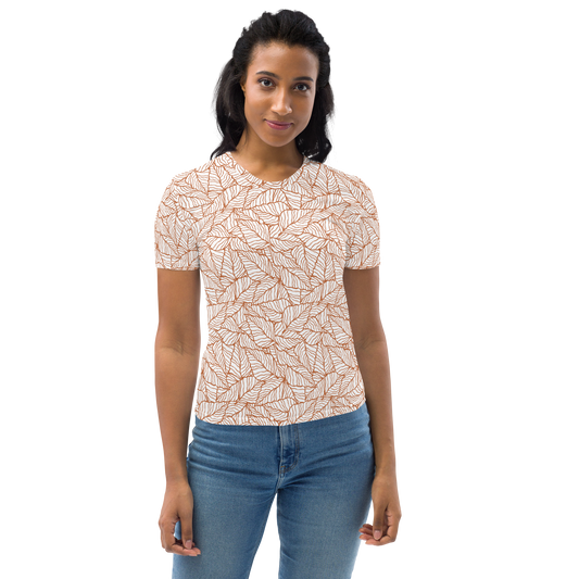 Colorful Fall Leaves | Seamless Patterns | All-Over Print Women's Crew Neck T-Shirt - #1