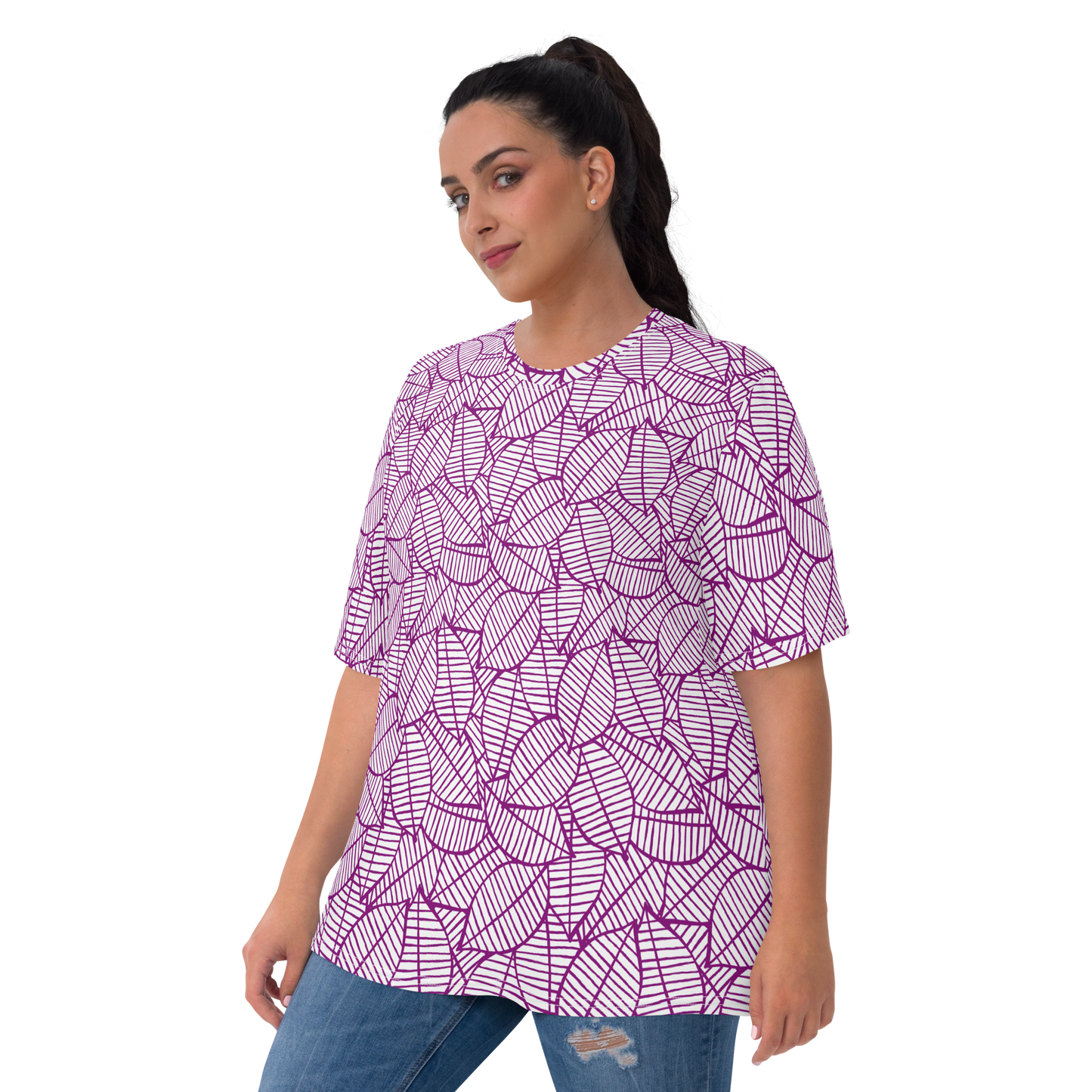 Colorful Fall Leaves | Seamless Patterns | All-Over Print Women's Crew Neck T-Shirt - #7