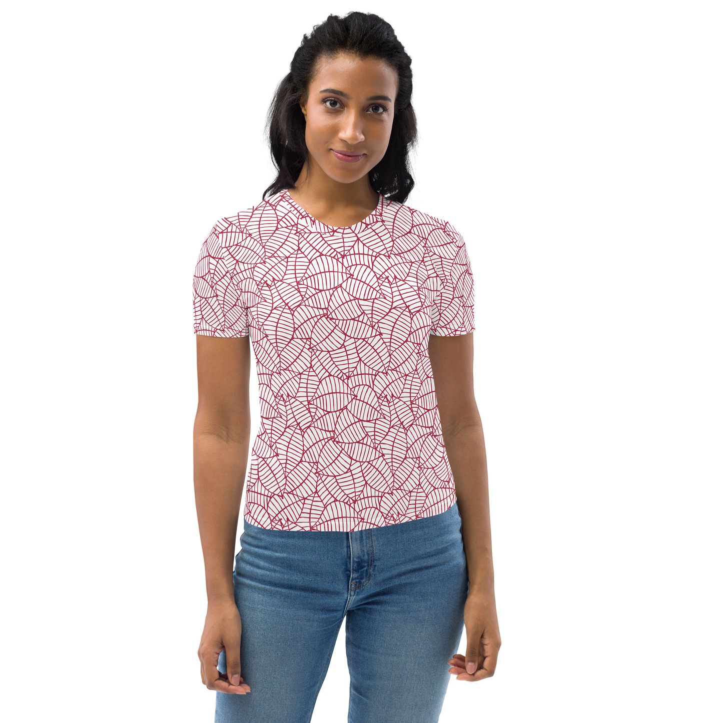 Colorful Fall Leaves | Seamless Patterns | All-Over Print Women's Crew Neck T-Shirt - #8