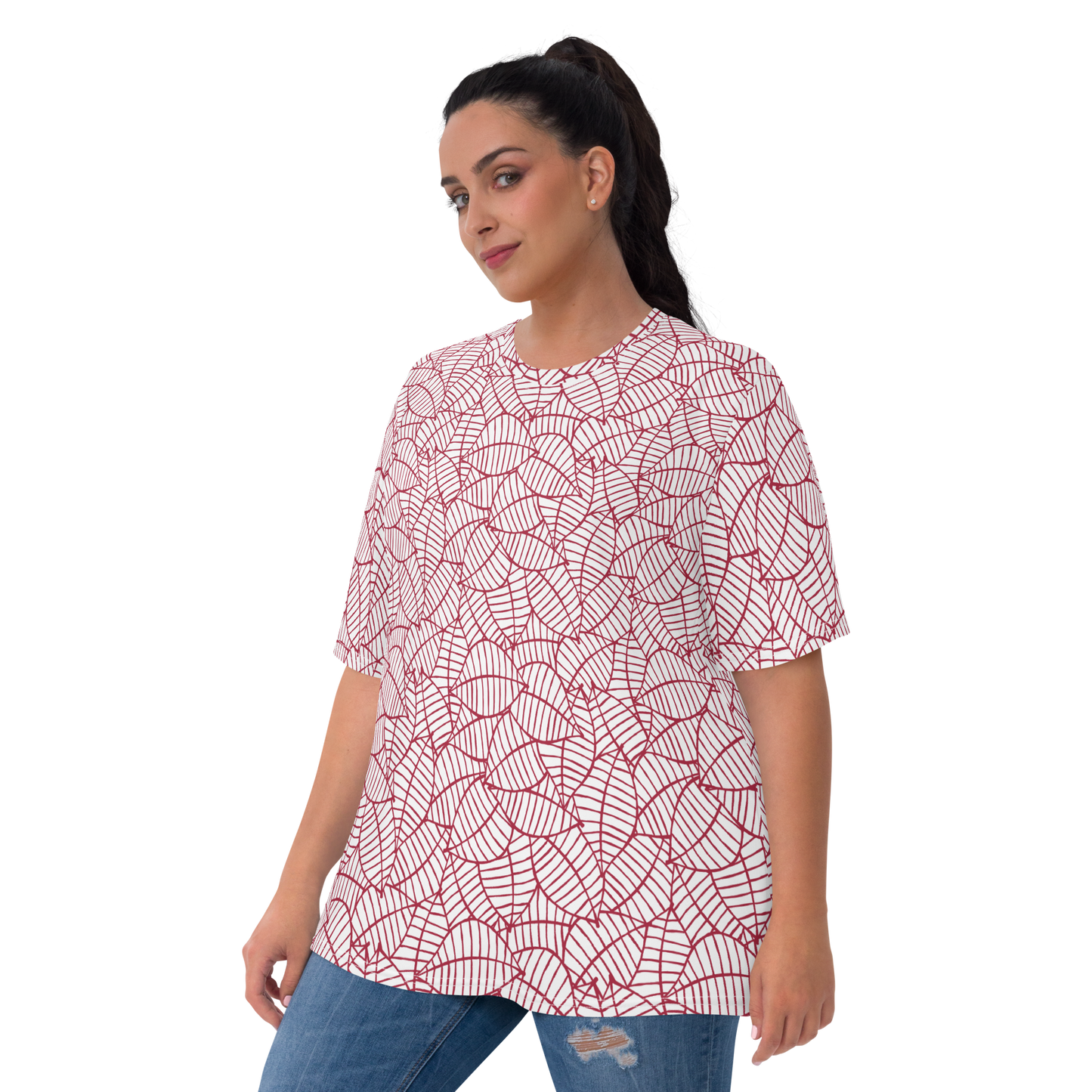 Colorful Fall Leaves | Seamless Patterns | All-Over Print Women's Crew Neck T-Shirt - #8