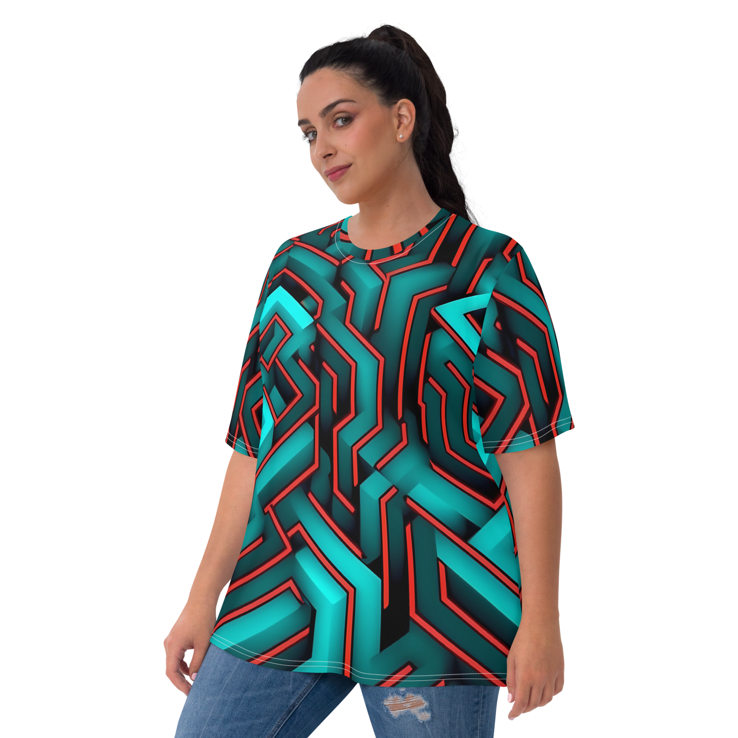 3D Maze Illusion | 3D Patterns | All-Over Print Women's Crew Neck T-Shirt - #2