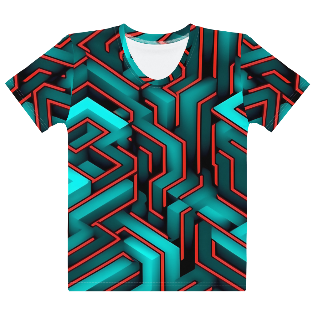 3D Maze Illusion | 3D Patterns | All-Over Print Women's Crew Neck T-Shirt - #2