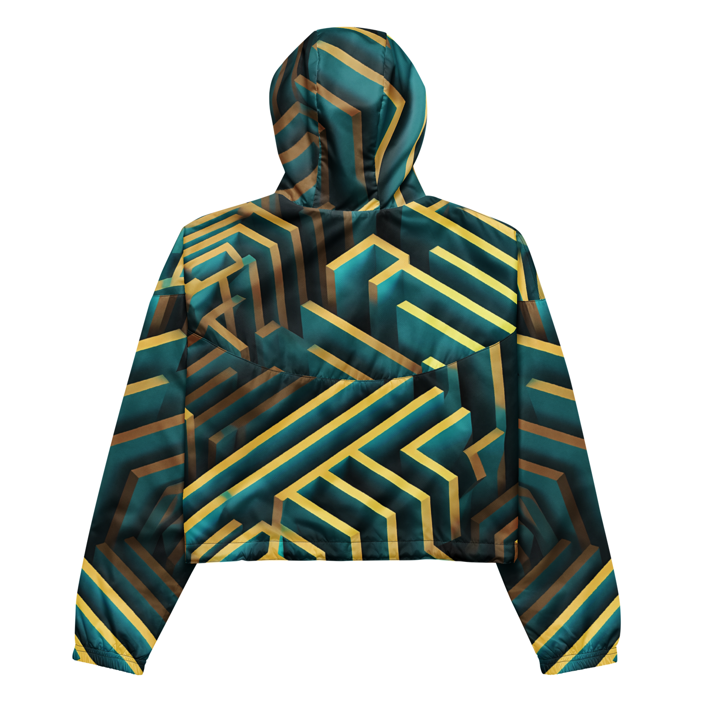 3D Maze Illusion | 3D Patterns | All-Over Print Women's Cropped Windbreaker - #5