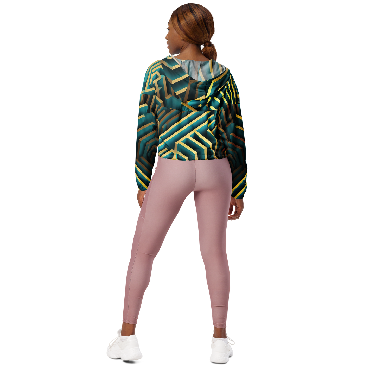 3D Maze Illusion | 3D Patterns | All-Over Print Women's Cropped Windbreaker - #5