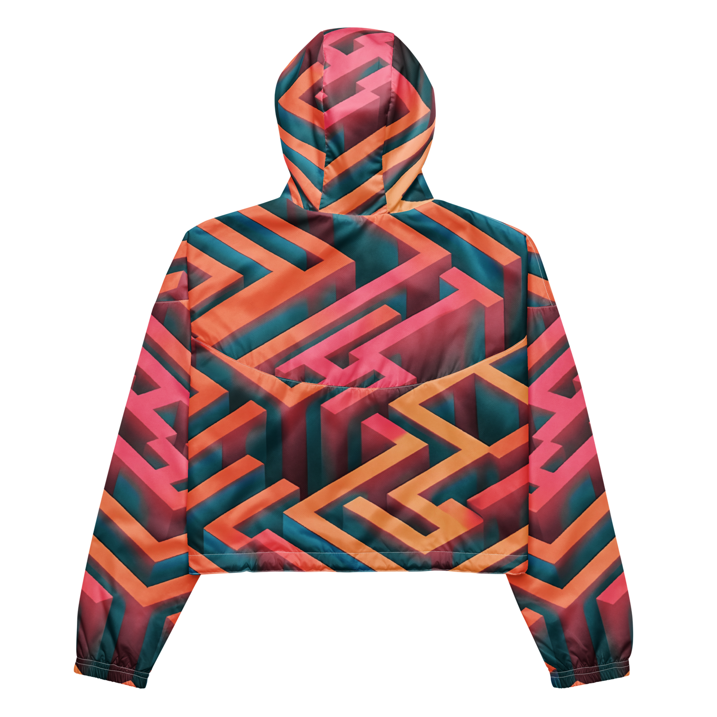 3D Maze Illusion | 3D Patterns | All-Over Print Women's Cropped Windbreaker - #1