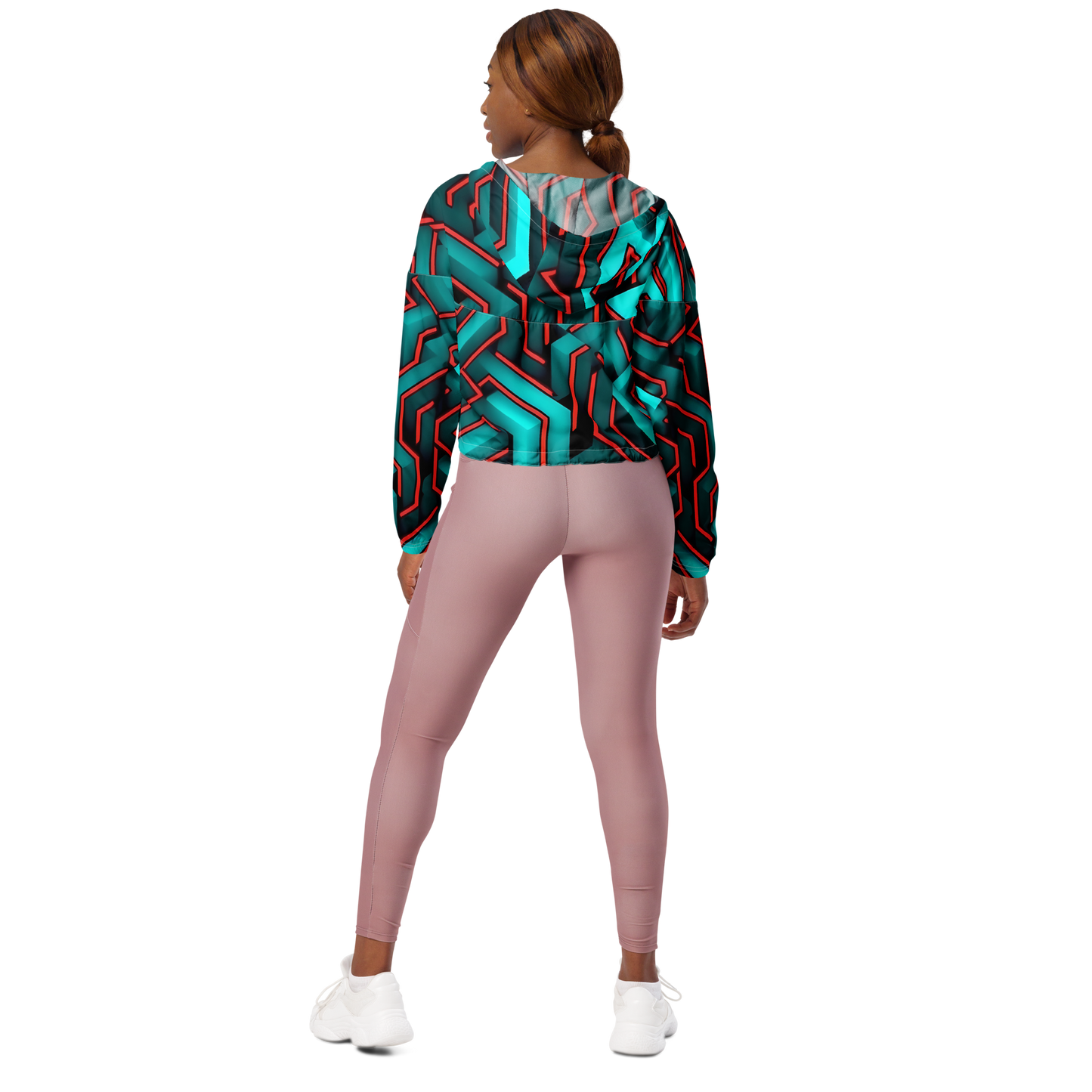 3D Maze Illusion | 3D Patterns | All-Over Print Women's Cropped Windbreaker - #2