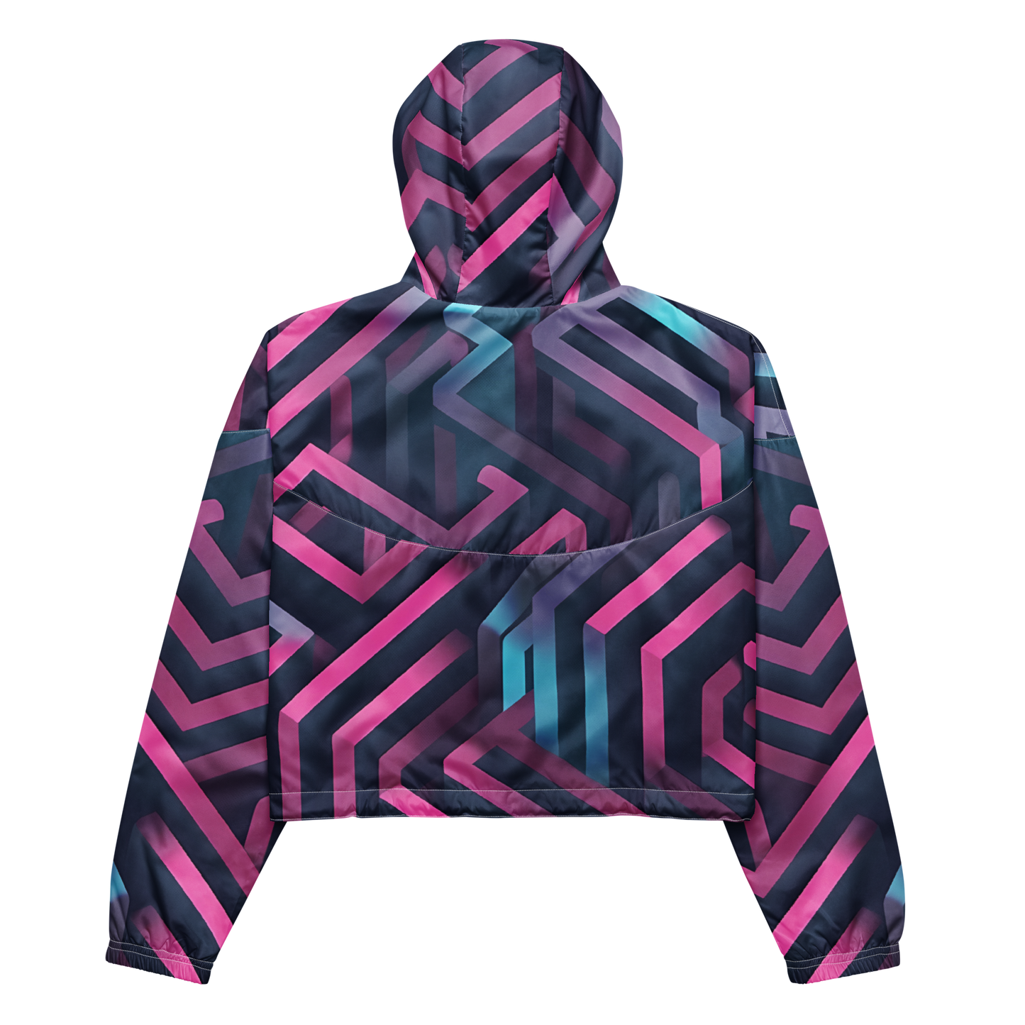 3D Maze Illusion | 3D Patterns | All-Over Print Women's Cropped Windbreaker - #4