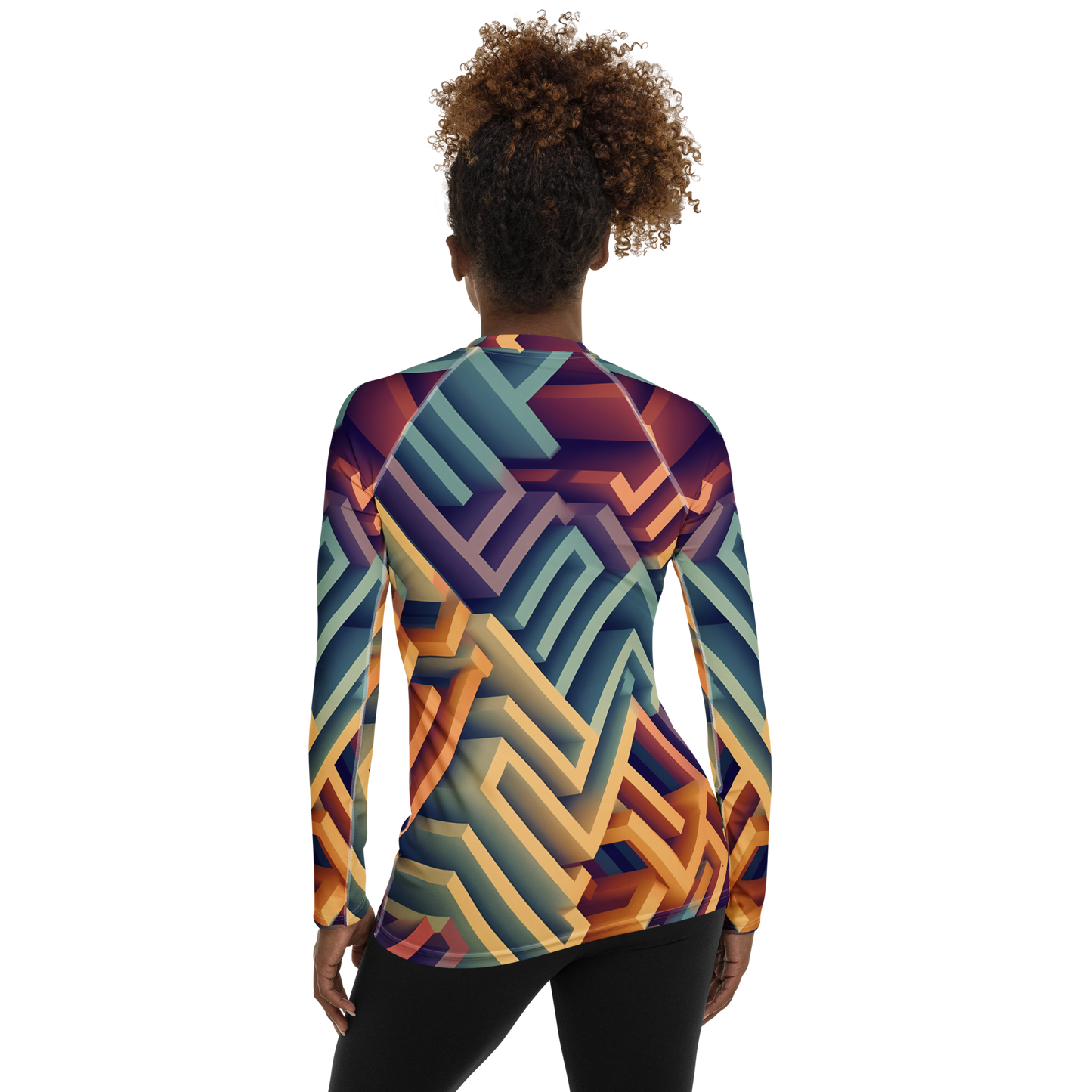 3D Maze Illusion | 3D Patterns | All-Over Print Women's Rash Guard - #3