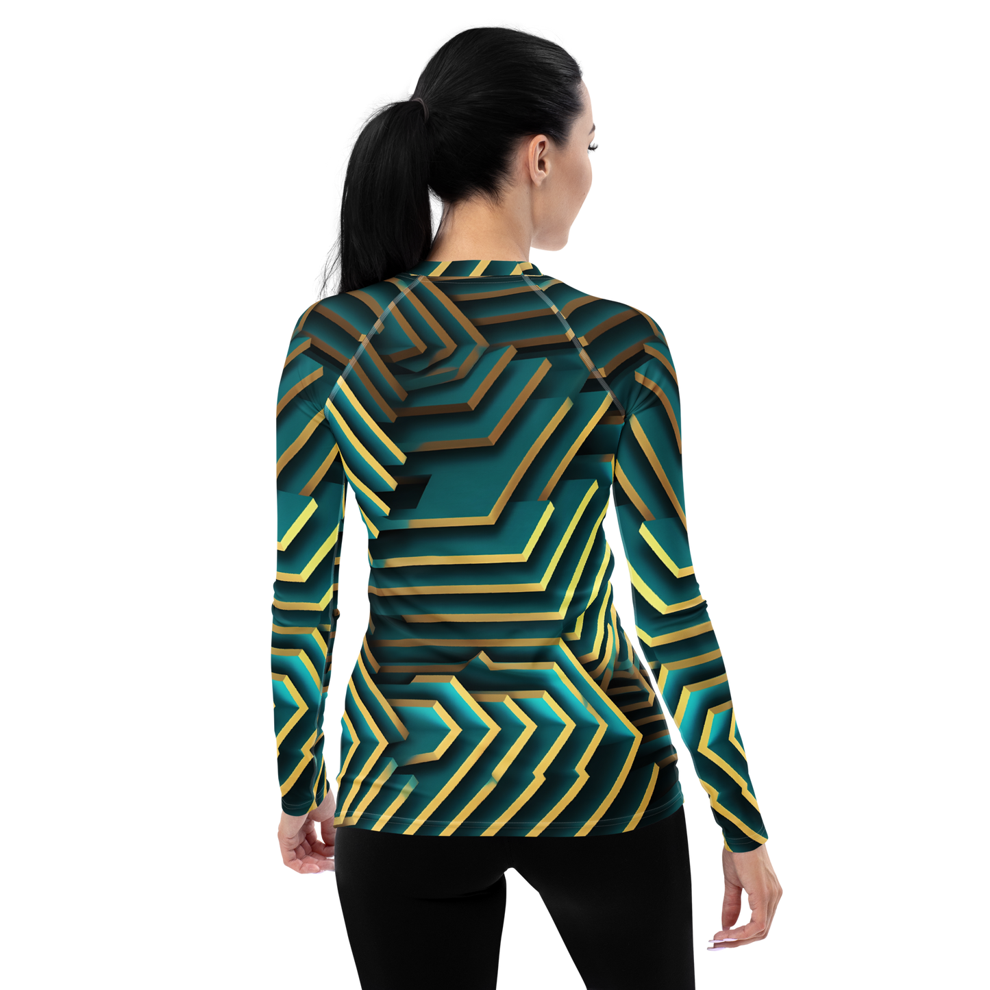3D Maze Illusion | 3D Patterns | All-Over Print Women's Rash Guard - #5