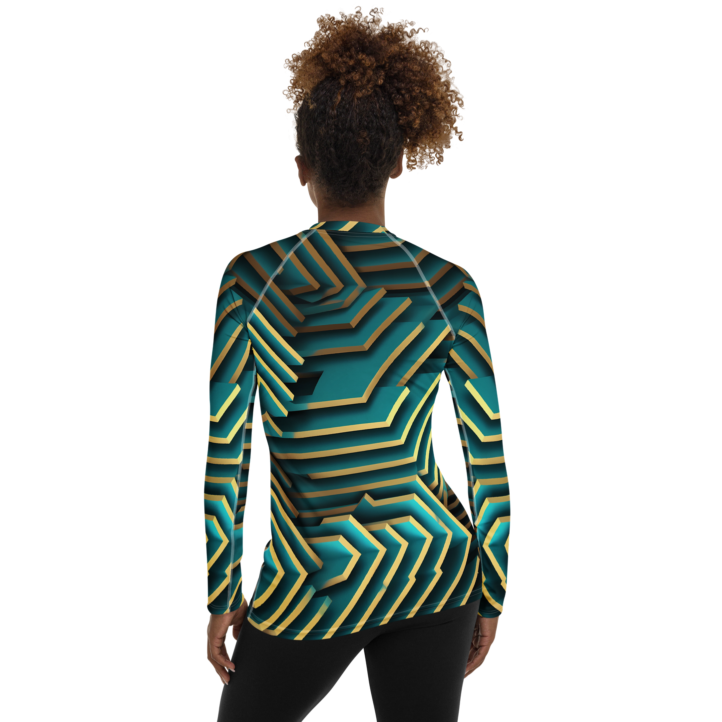 3D Maze Illusion | 3D Patterns | All-Over Print Women's Rash Guard - #5