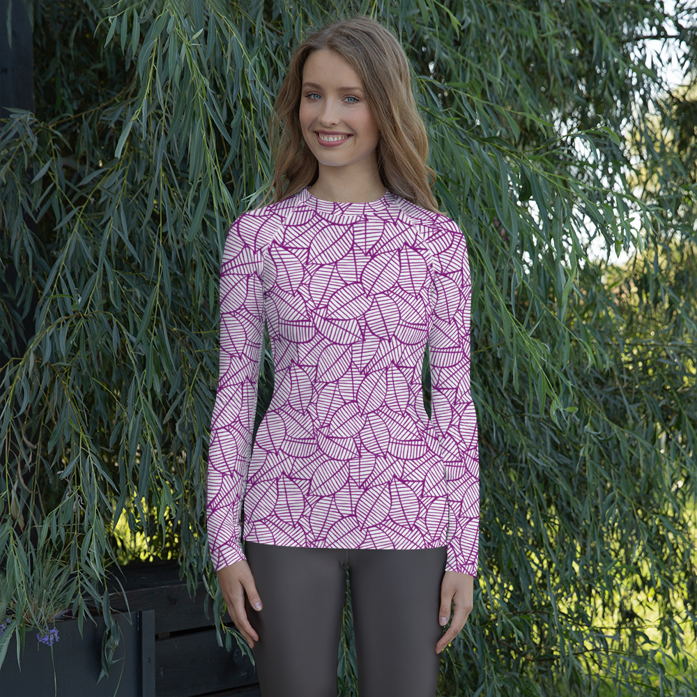 Colorful Fall Leaves | Seamless Patterns | All-Over Print Women's Rash Guard - #7