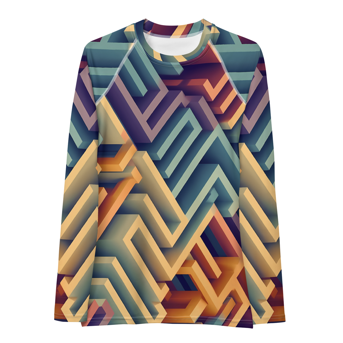 3D Maze Illusion | 3D Patterns | All-Over Print Women's Rash Guard - #3