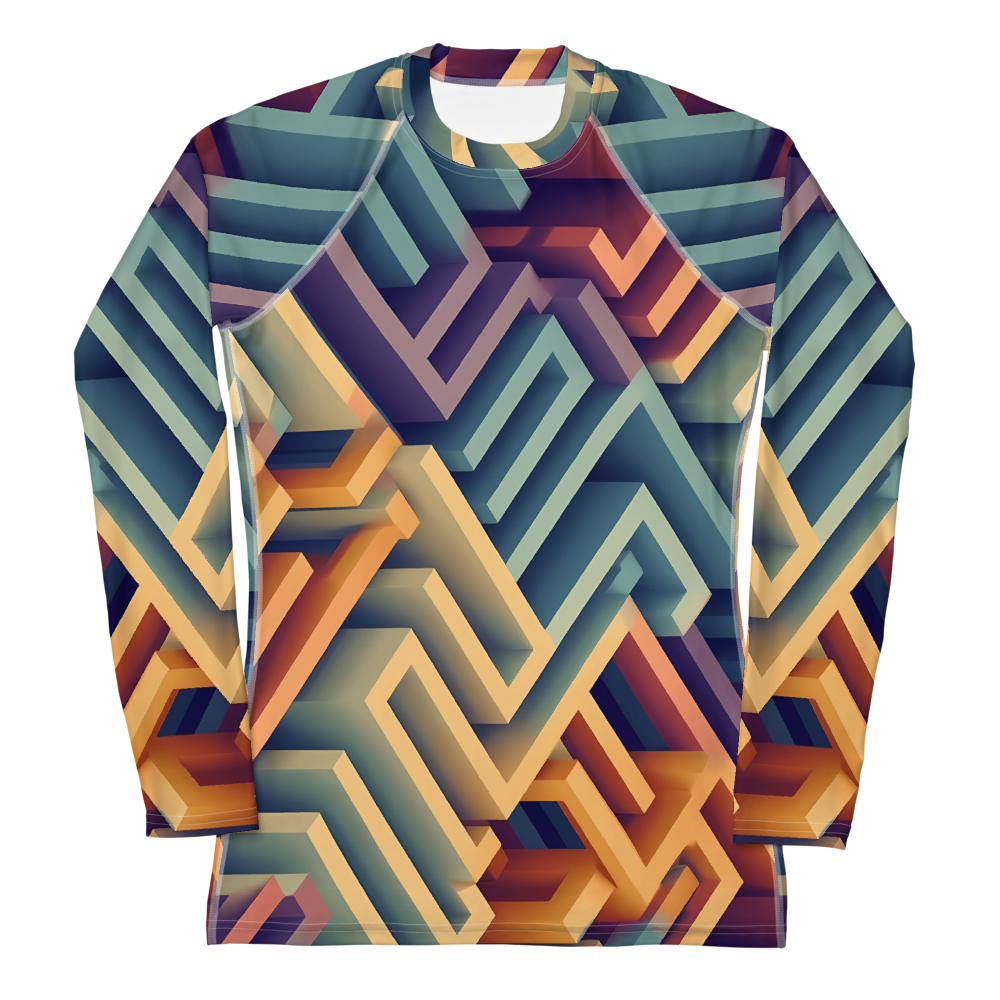 3D Maze Illusion | 3D Patterns | All-Over Print Women's Rash Guard - #3