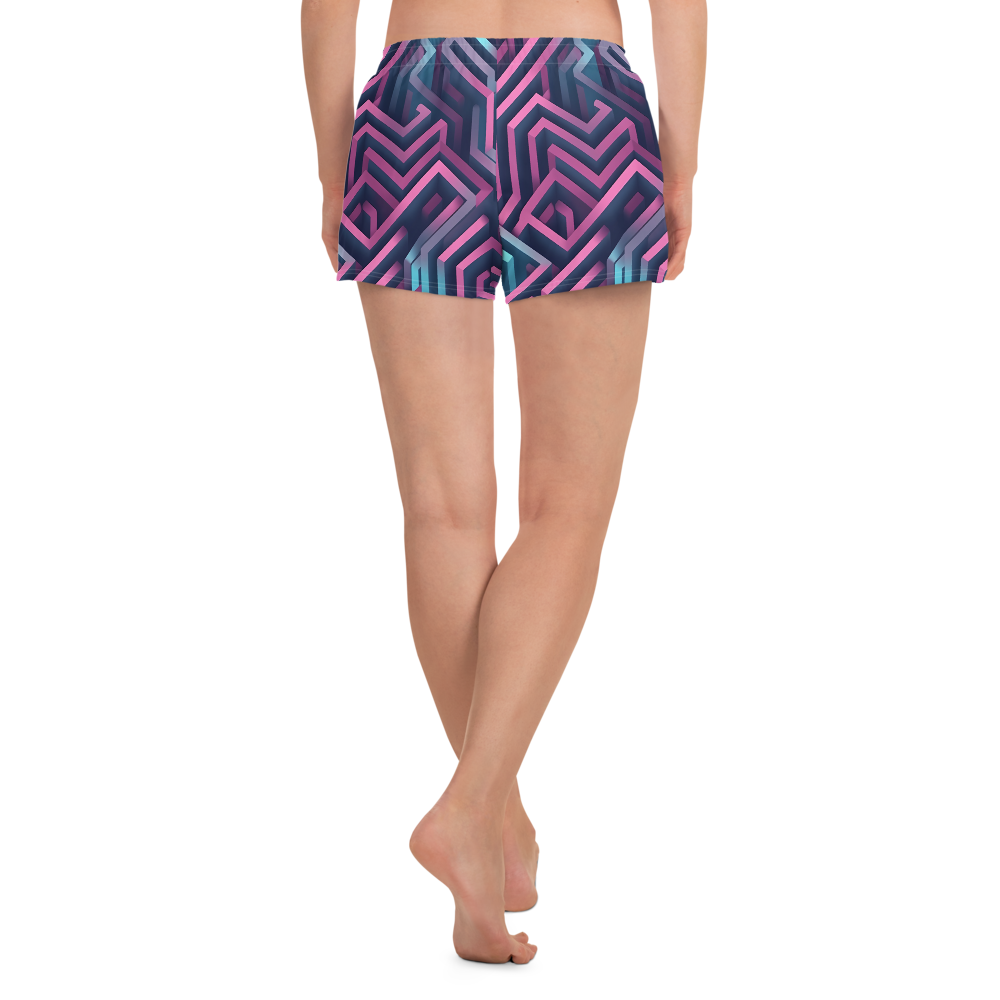 3D Maze Illusion | 3D Patterns | All-Over Print Women’s Recycled Athletic Shorts - #4