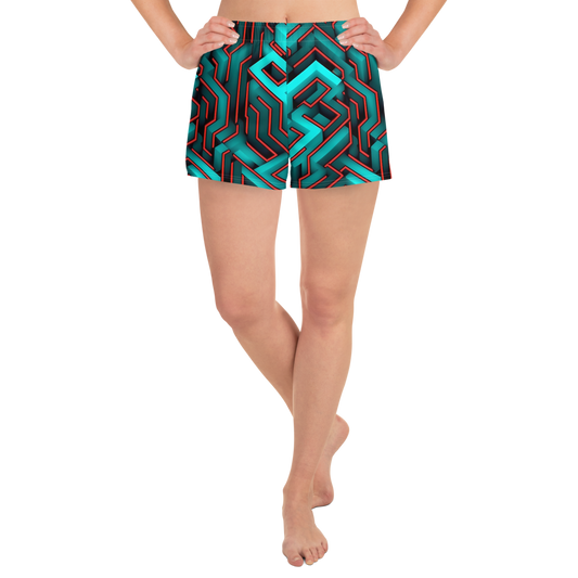 3D Maze Illusion | 3D Patterns | All-Over Print Women’s Recycled Athletic Shorts - #2