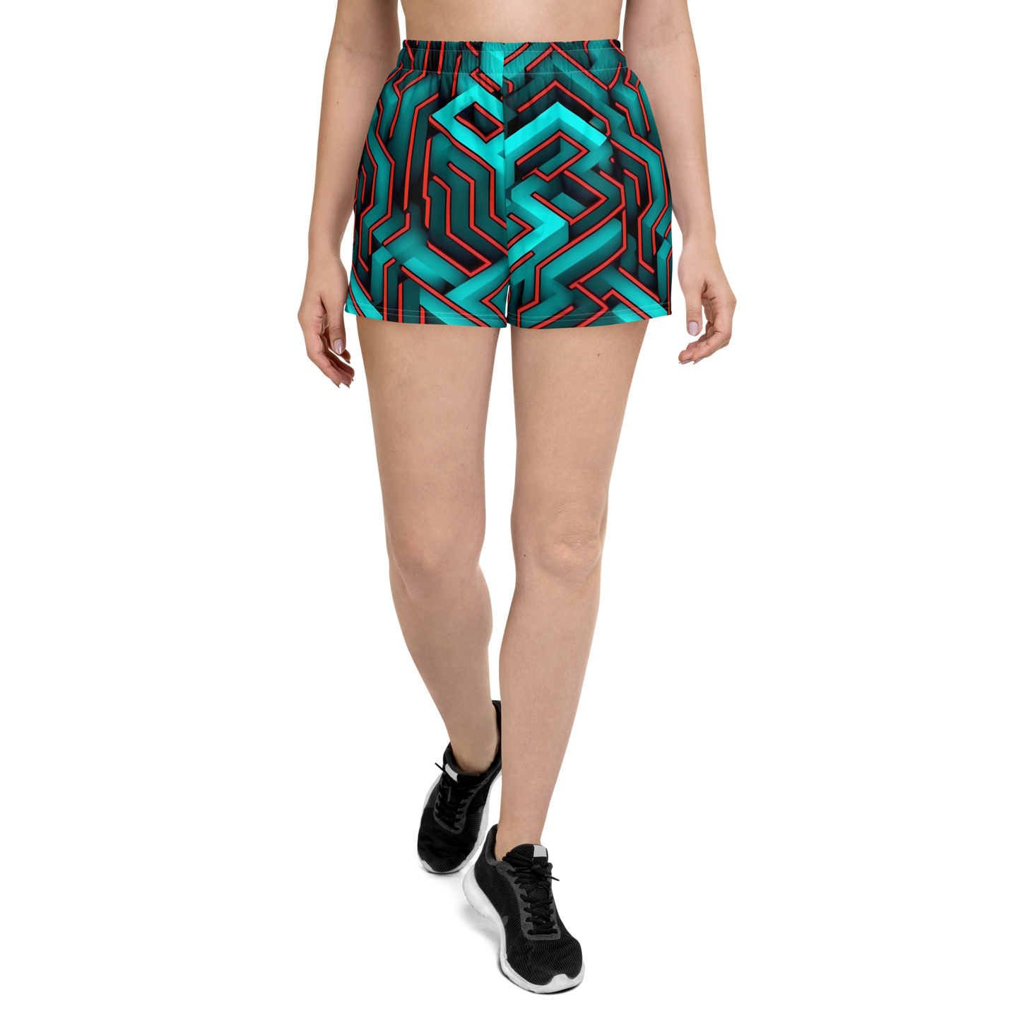 3D Maze Illusion | 3D Patterns | All-Over Print Women’s Recycled Athletic Shorts - #2