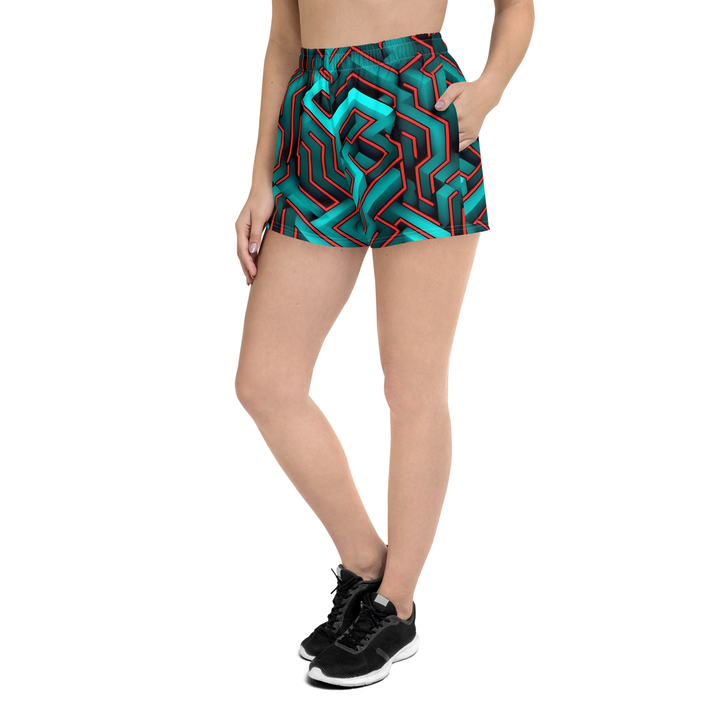 3D Maze Illusion | 3D Patterns | All-Over Print Women’s Recycled Athletic Shorts - #2