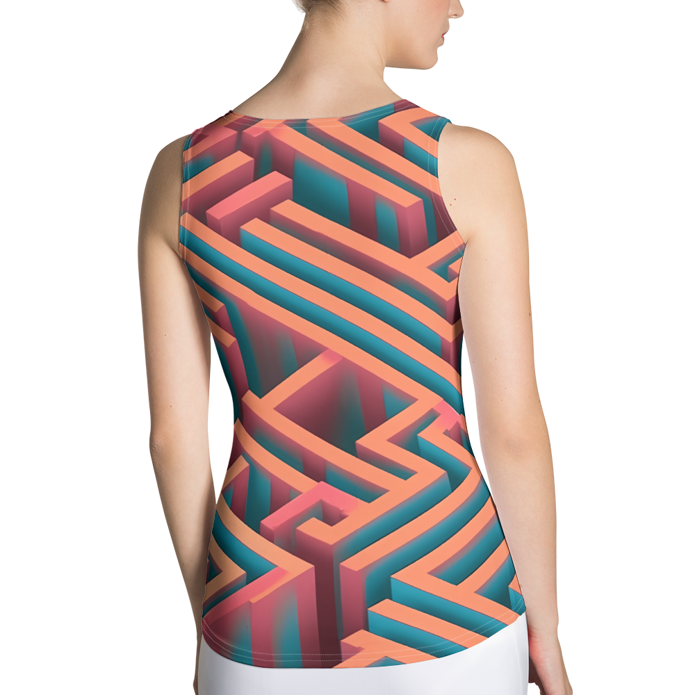 3D Maze Illusion | 3D Patterns | All-Over Print Women's Tank Top - #1