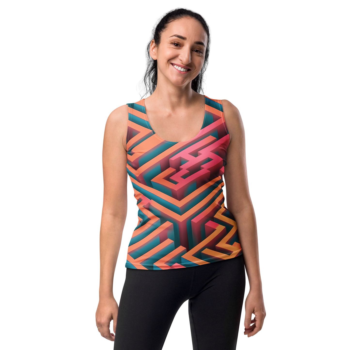 3D Maze Illusion | 3D Patterns | All-Over Print Women's Tank Top - #1