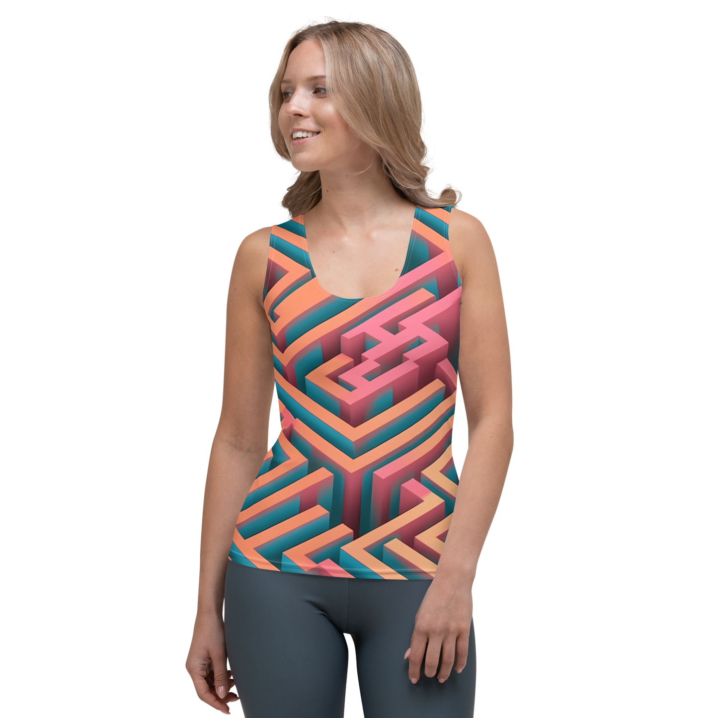 3D Maze Illusion | 3D Patterns | All-Over Print Women's Tank Top - #1