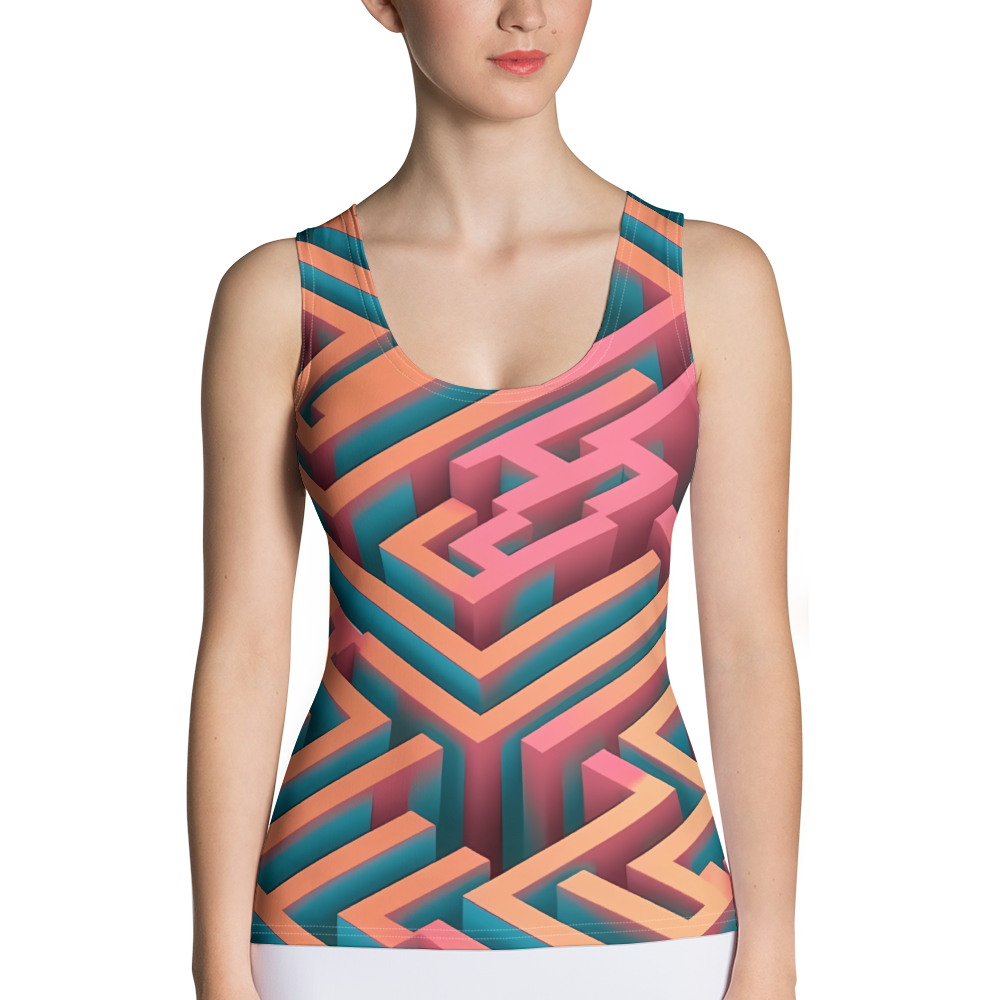 3D Maze Illusion | 3D Patterns | All-Over Print Women's Tank Top - #1