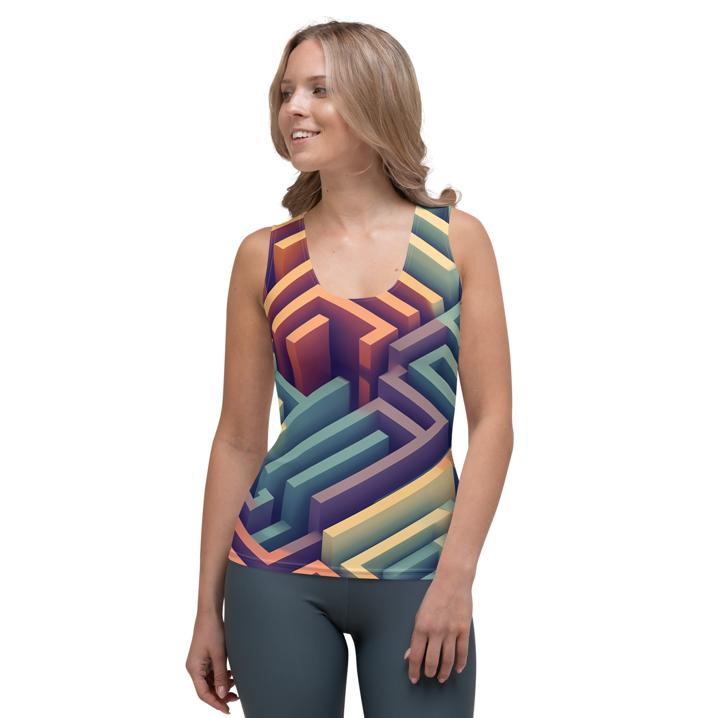 3D Maze Illusion | 3D Patterns | All-Over Print Women's Tank Top - #3