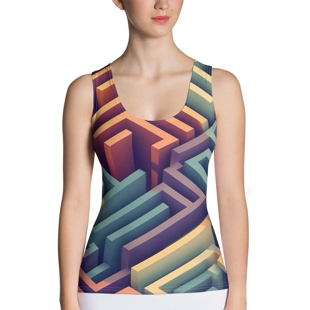 3D Maze Illusion | 3D Patterns | All-Over Print Women's Tank Top - #3