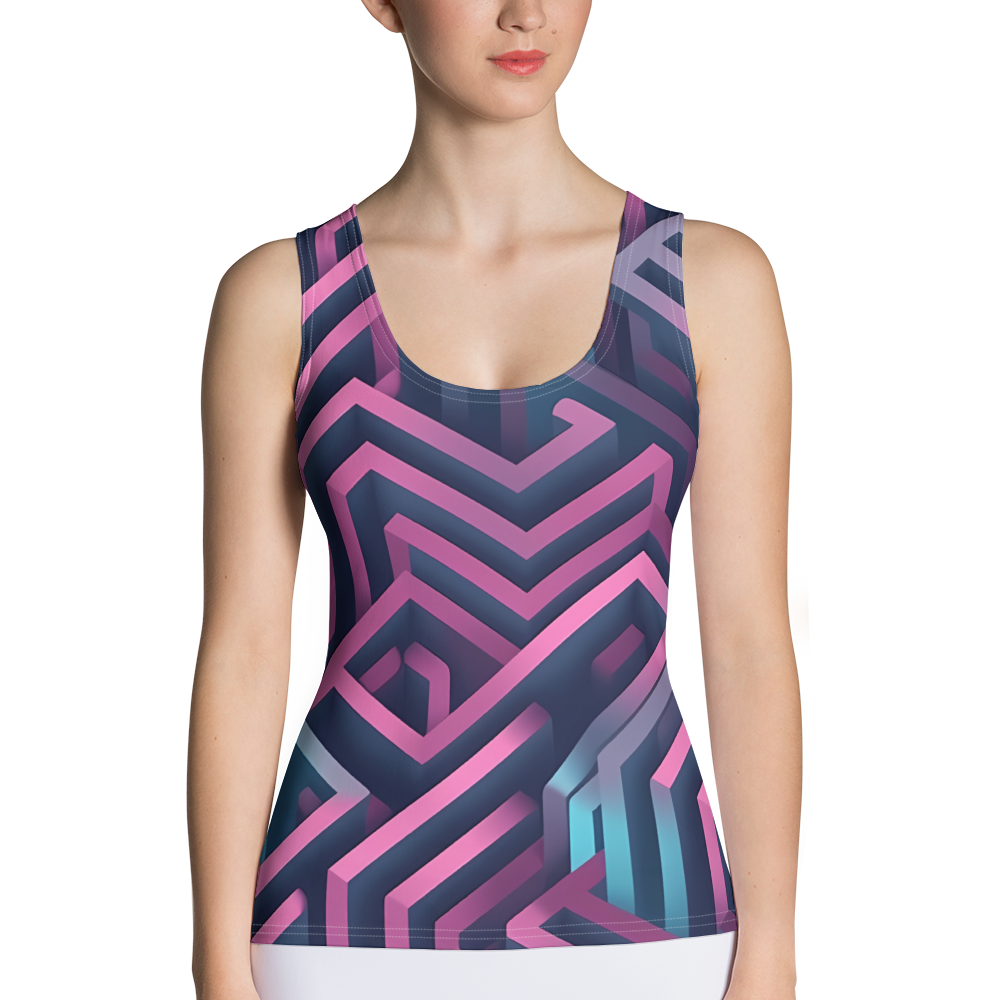 3D Maze Illusion | 3D Patterns | All-Over Print Women's Tank Top - #4