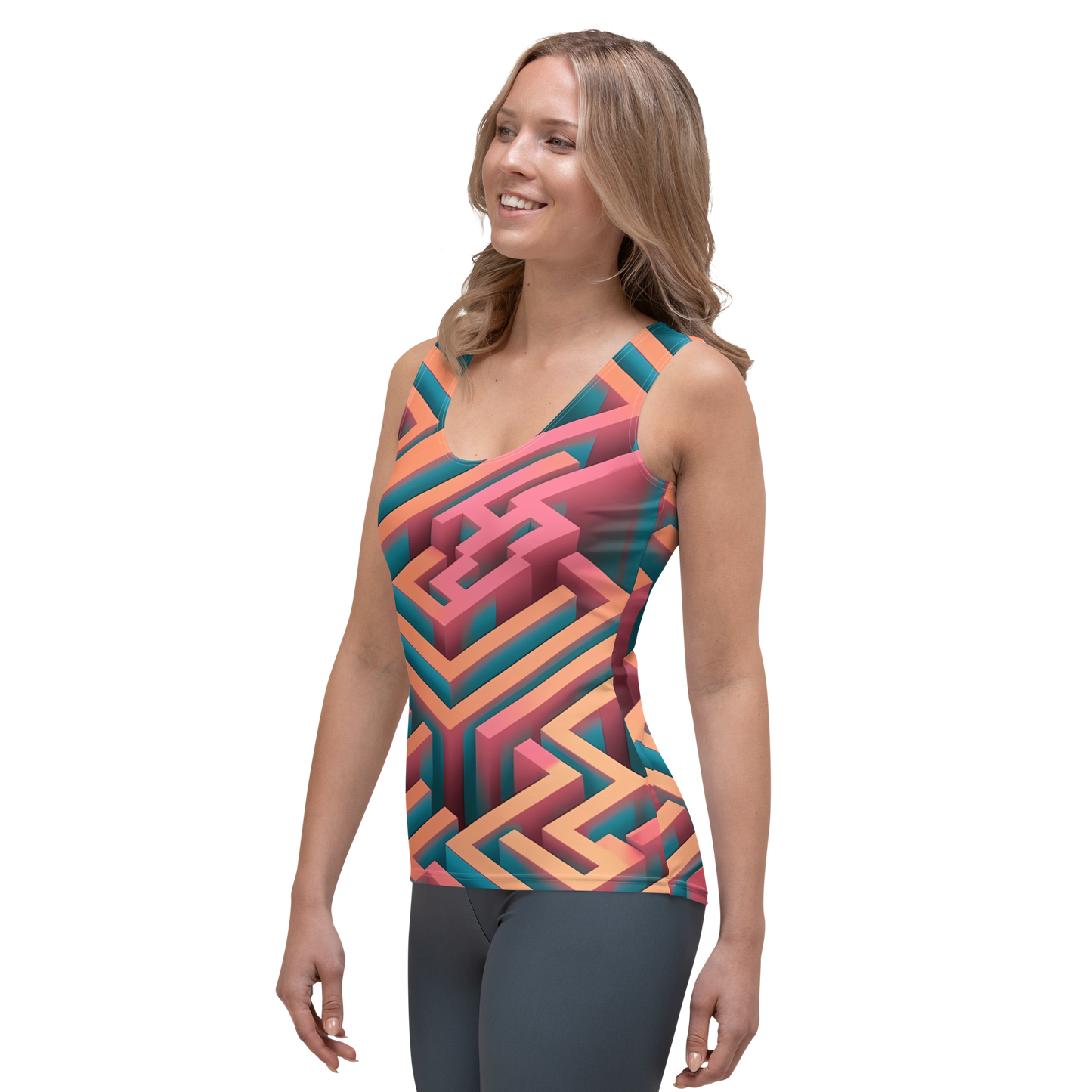 3D Maze Illusion | 3D Patterns | All-Over Print Women's Tank Top - #1