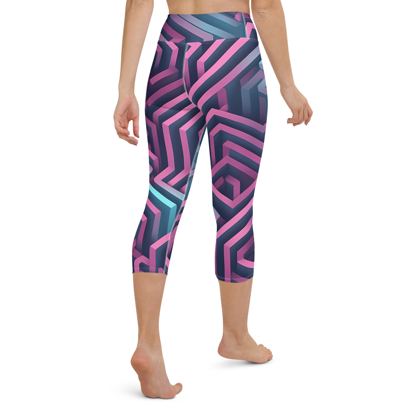 3D Maze Illusion | 3D Patterns | All-Over Print Yoga Capri Leggings - #4