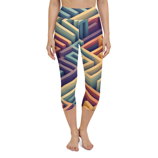 3D Maze Illusion | 3D Patterns | All-Over Print Yoga Capri Leggings - #3