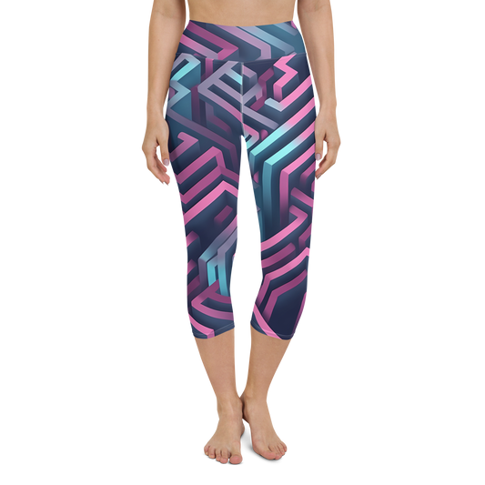 3D Maze Illusion | 3D Patterns | All-Over Print Yoga Capri Leggings - #4