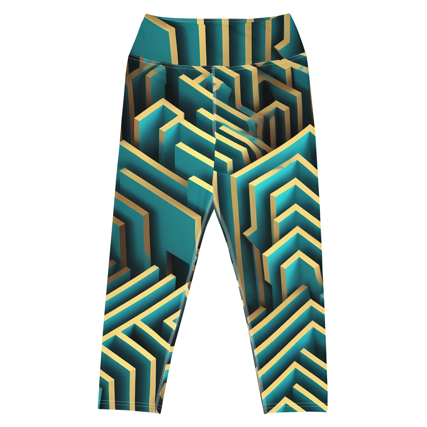 3D Maze Illusion | 3D Patterns | All-Over Print Yoga Capri Leggings - #5