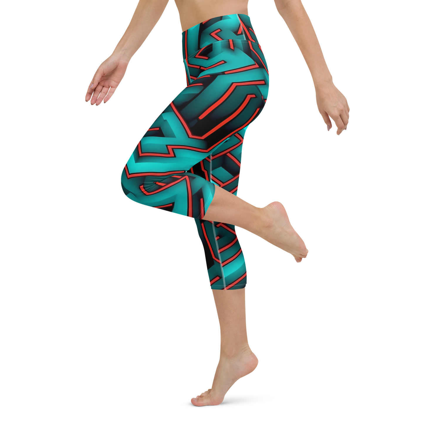 3D Maze Illusion | 3D Patterns | All-Over Print Yoga Capri Leggings - #2
