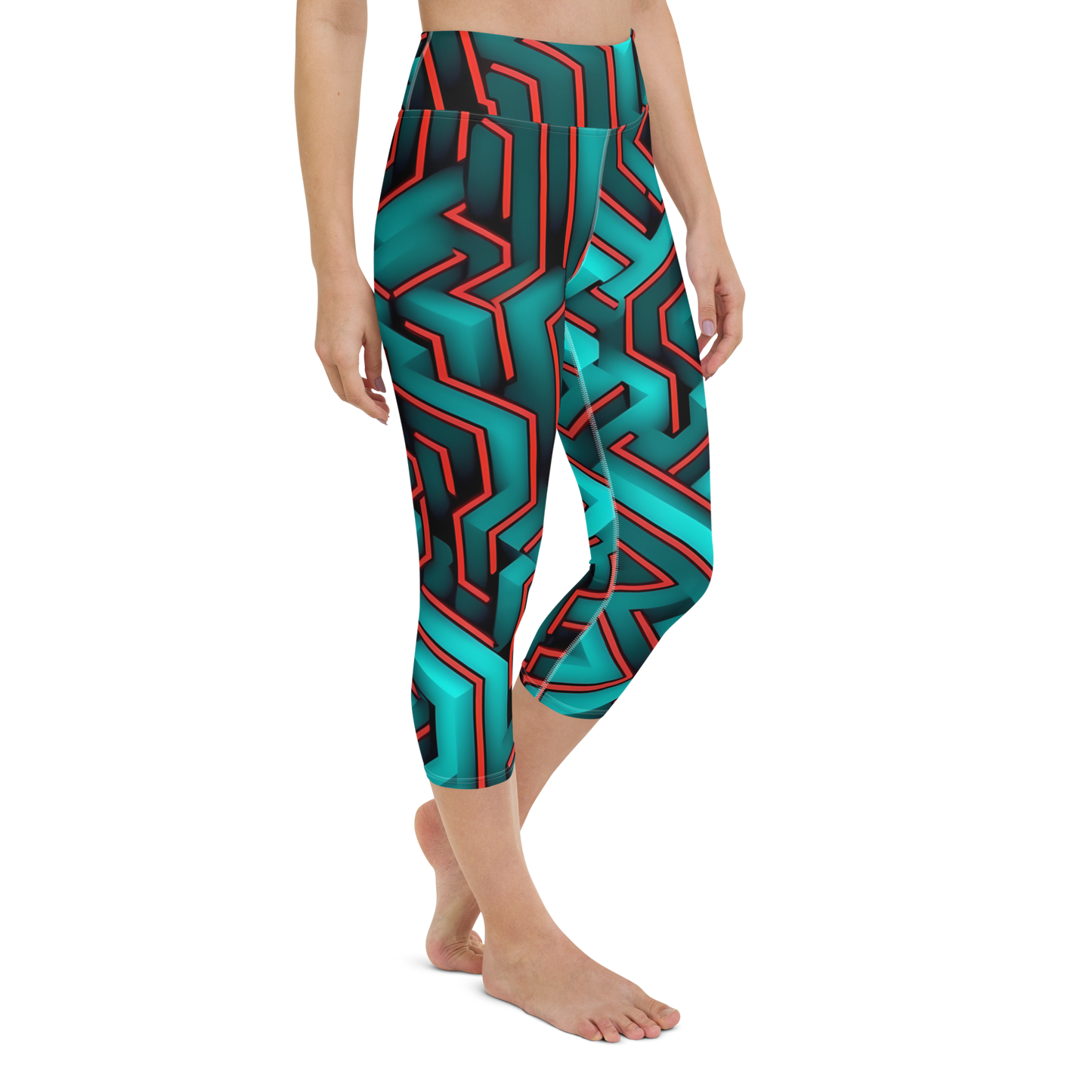 3D Maze Illusion | 3D Patterns | All-Over Print Yoga Capri Leggings - #2