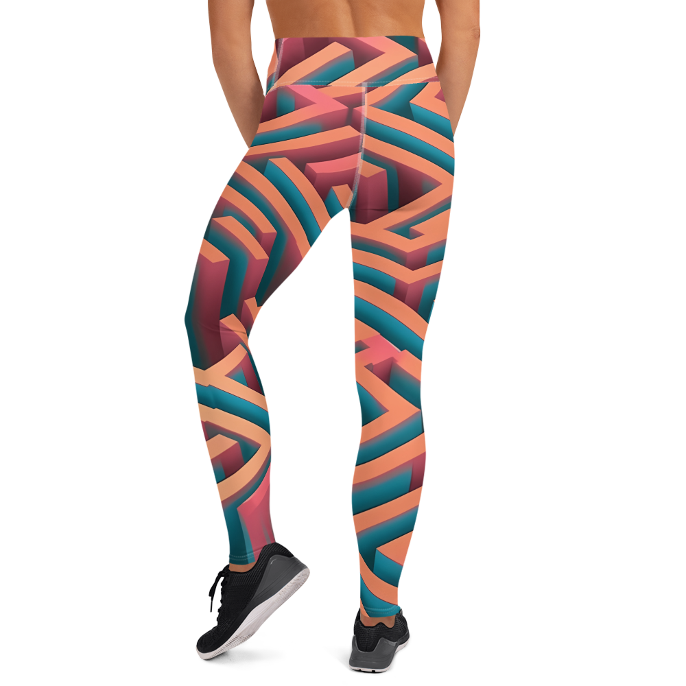 3D Maze Illusion | 3D Patterns | All-Over Print Yoga Leggings - #1