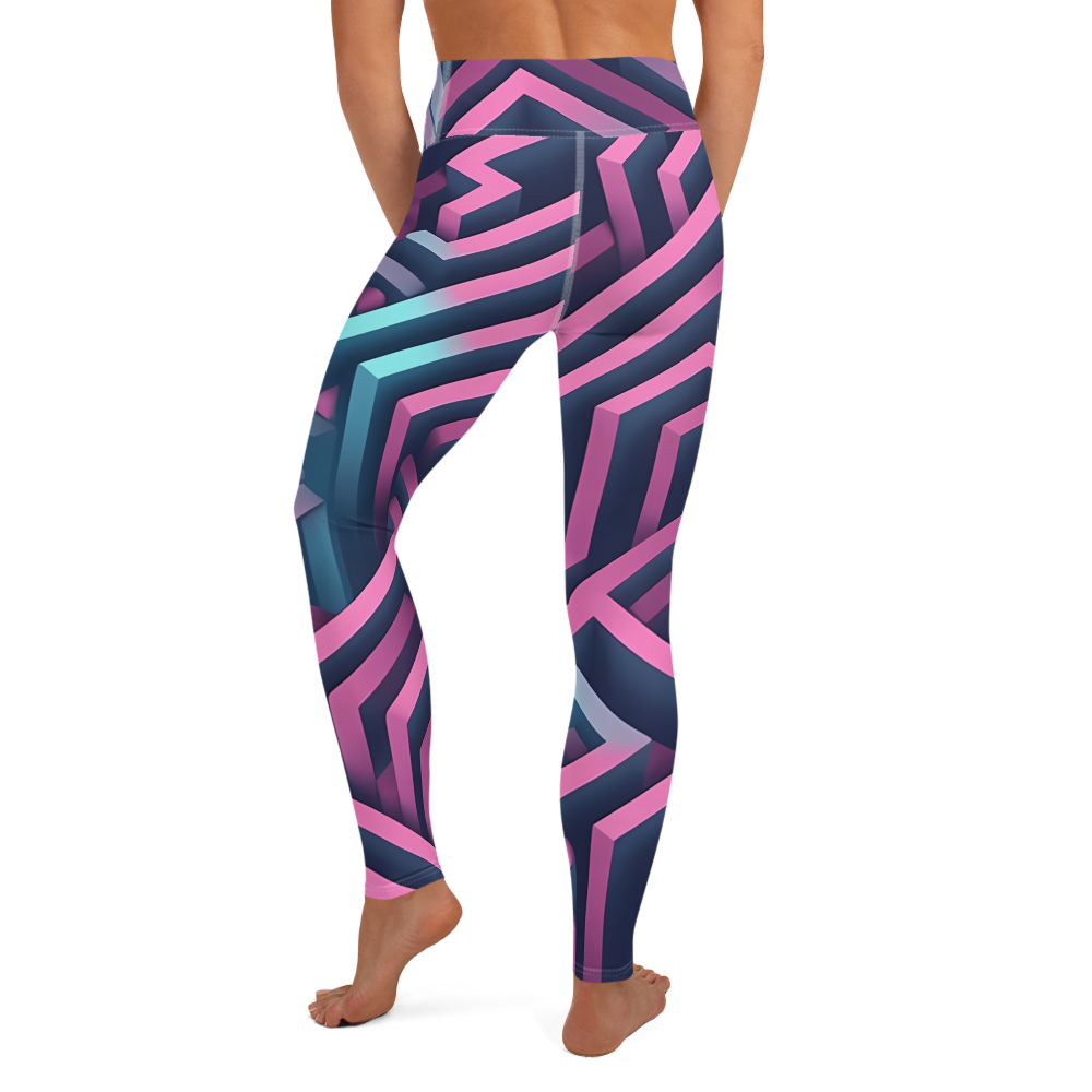 3D Maze Illusion | 3D Patterns | All-Over Print Yoga Leggings - #4