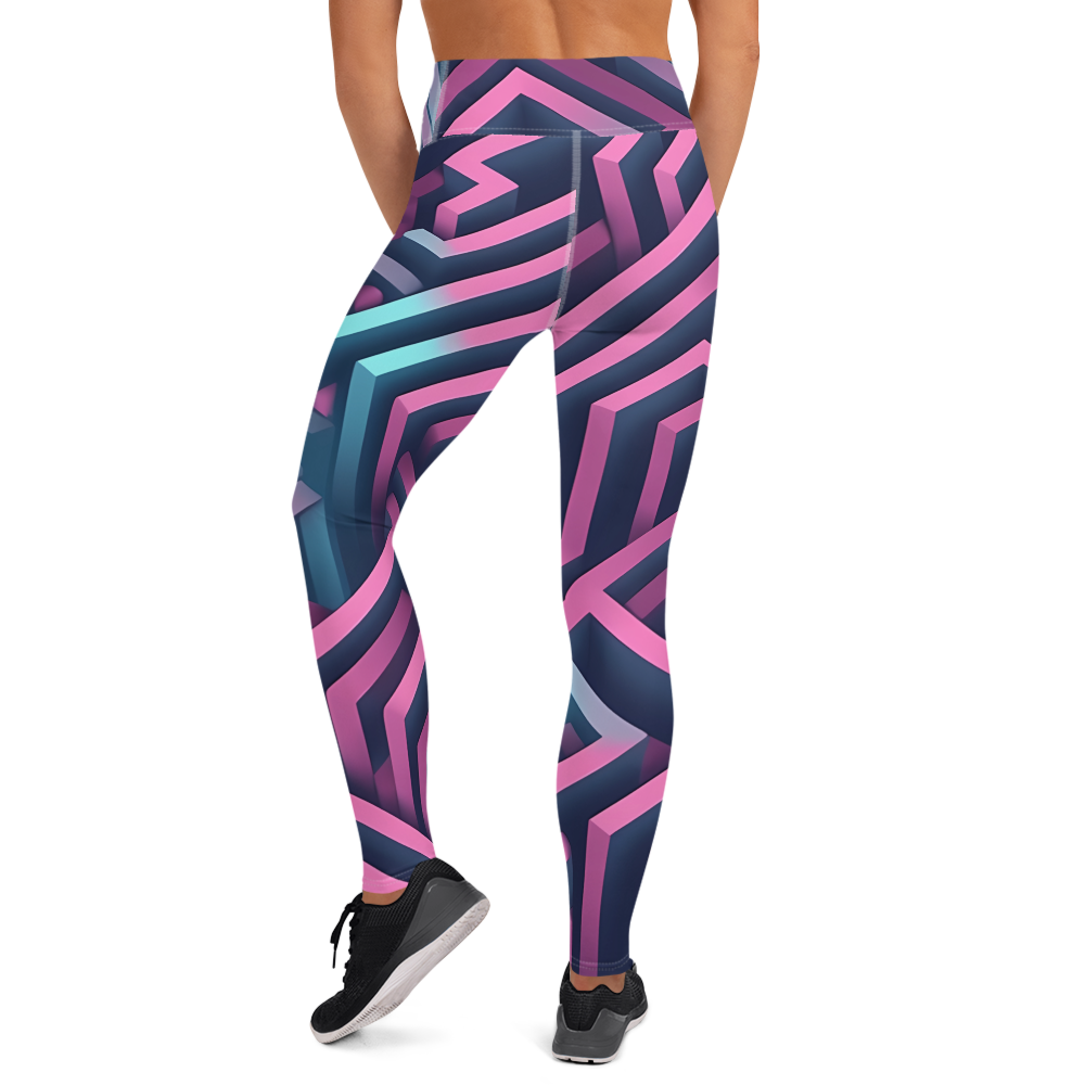 3D Maze Illusion | 3D Patterns | All-Over Print Yoga Leggings - #4