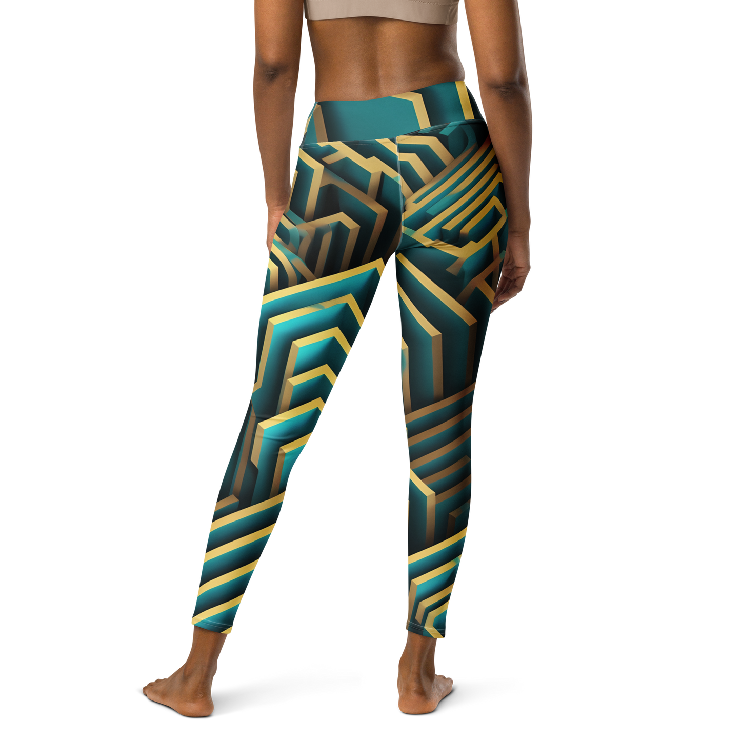 3D Maze Illusion | 3D Patterns | All-Over Print Yoga Leggings - #5