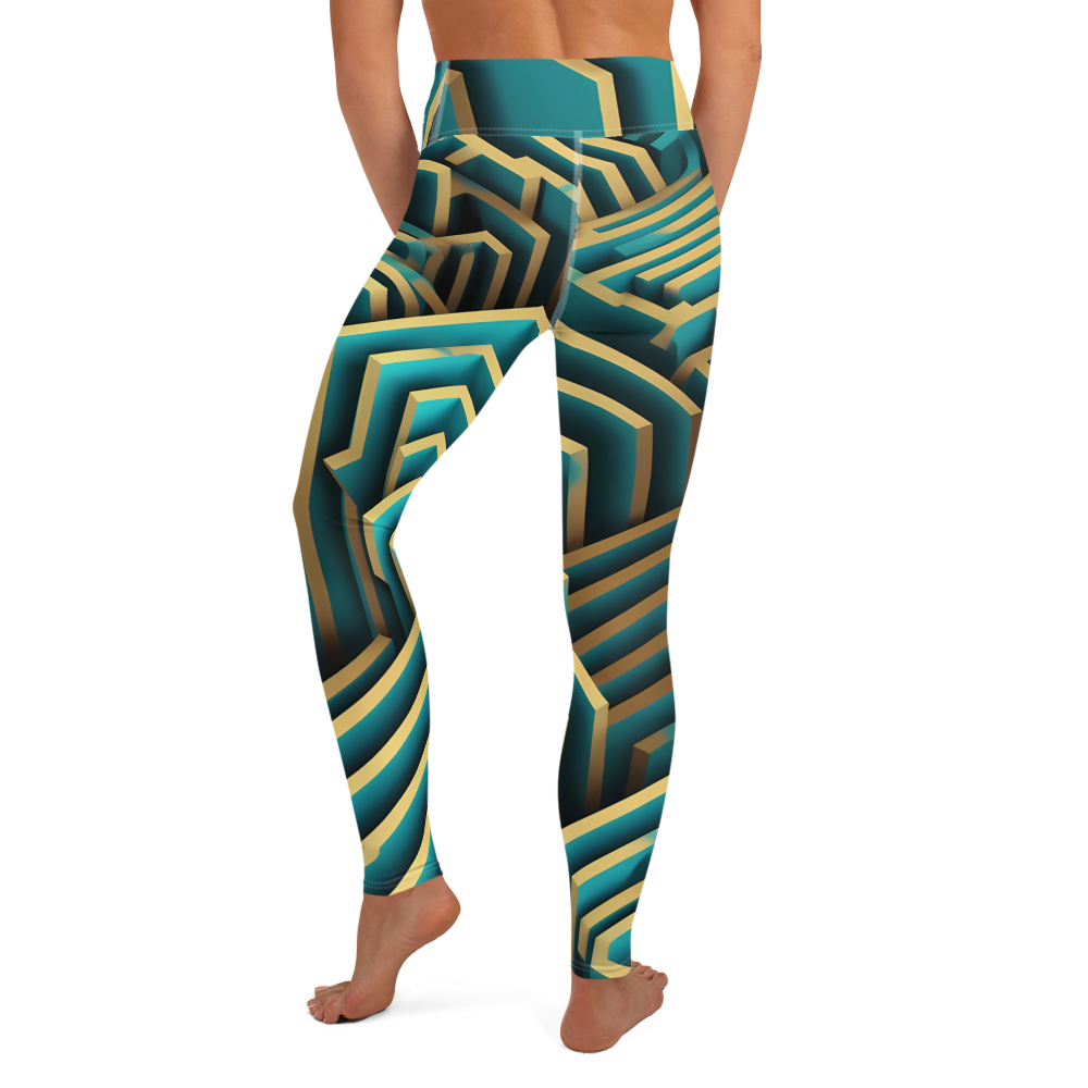 3D Maze Illusion | 3D Patterns | All-Over Print Yoga Leggings - #5